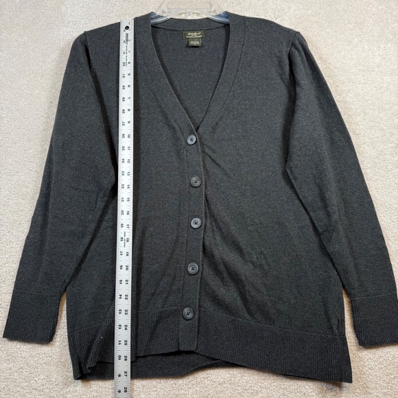 Eddie Bauer Cardigan Women XL Gray Cotton Cashmere V-Neck Button Front Sweater - Picture 5 of 6